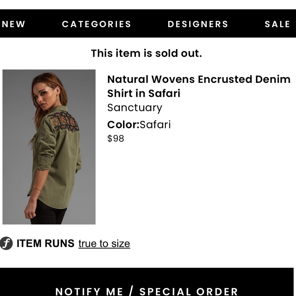 Sanctuary army green embroidered shirt